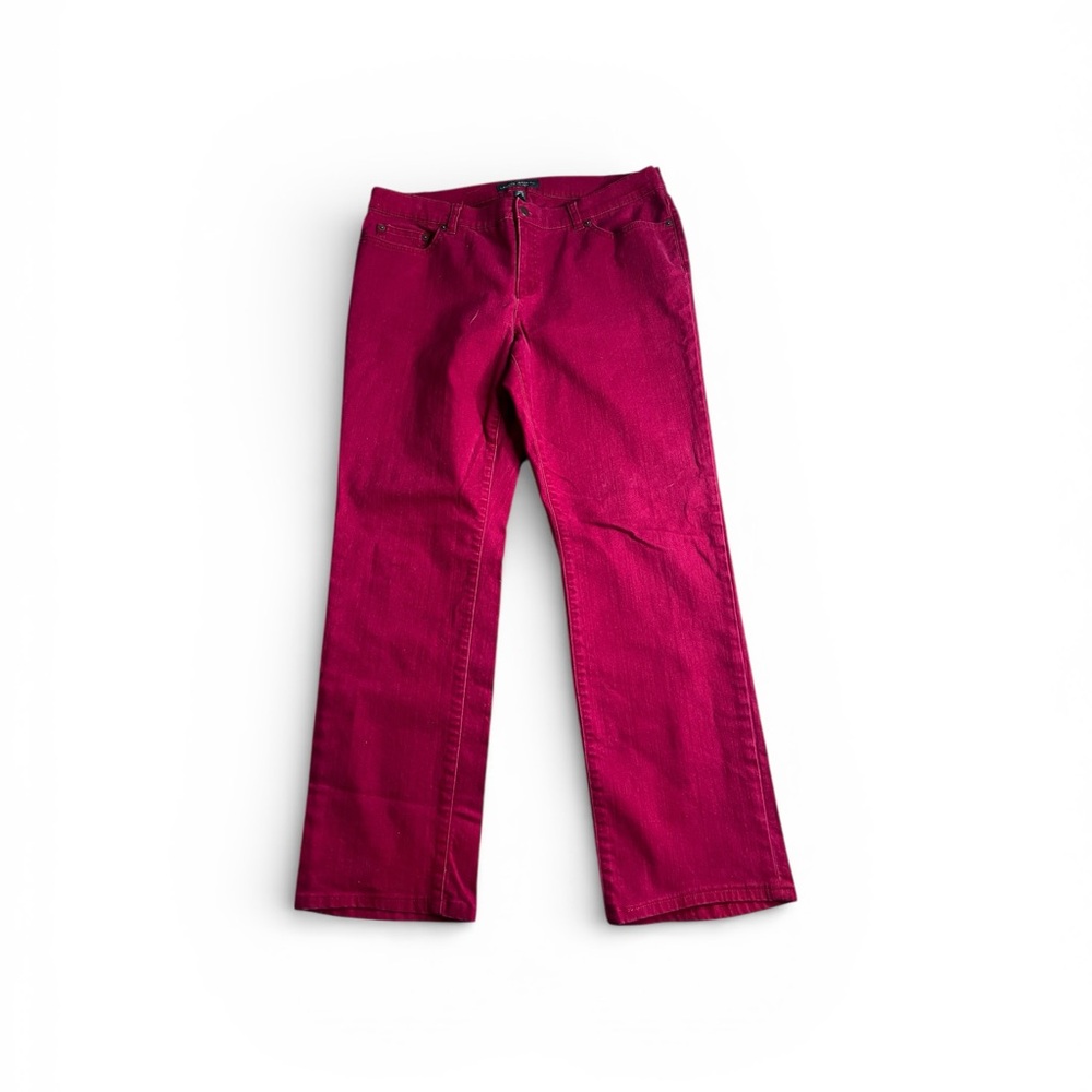 Lauren Ralph Lauren Red High Waist Straight Leg Pants Size 14 Preppy Twee
